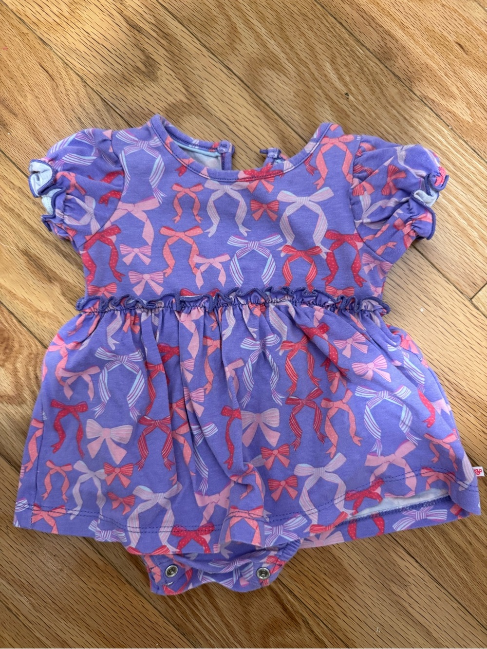Rufflebutts Rosy Ribbons Print Dress Bodysuit